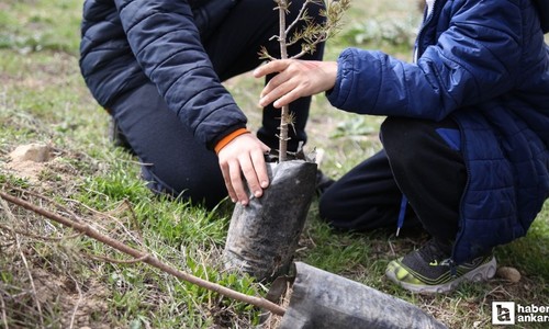 Etimesgut Belediyesi öğrenciler için ağaç dikme etkinliği düzenledi