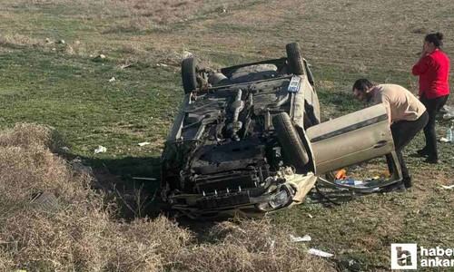Ankara-Konya yolunda otomobil şarampole devrildi