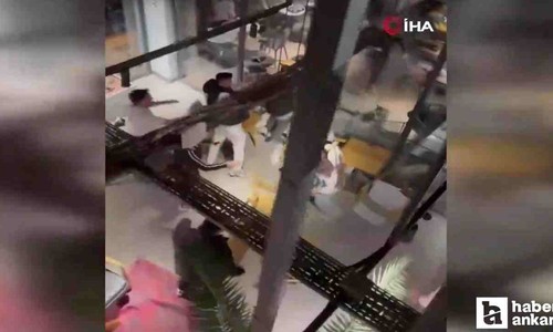 Etimesgut'ta kafede iki grup arasında çıkan kavga görüntülendi