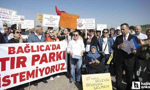 Vatandaşlar Etimesgut'ta kurulan tır parkını protesto etti