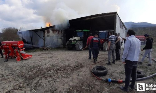 Bolu'da samanlık ve depo yangını: 500 bin liralık zarar mevcut