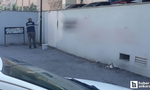 Pursaklar Belediyesi duvarlardaki istenmeyen görselleri silmeye devam ediyor