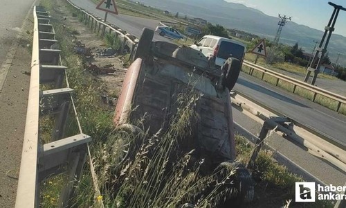 Kırıkkale-Ankara yolunda kaza: Takla atan araçta 4 kişi yaralandı
