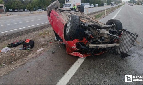 Elmadağ'da taklalar atan otomobil hurdaya döndü, sürücü yaralandı