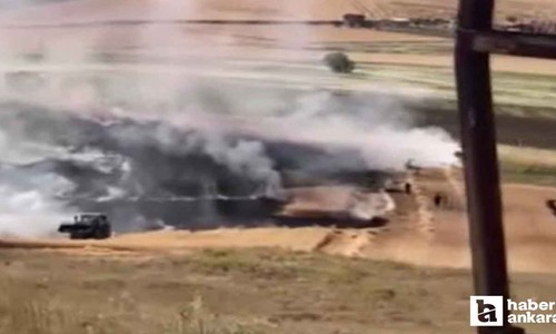 Akyurt'ta tarla yangını: 20 dönümlük ekili arazi kül oldu