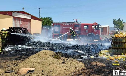 Kırıkkale'de deponun bahçesinde çıkan yangın korkuttu