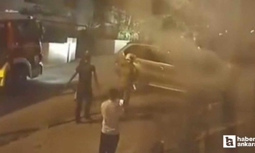 Etimesgut'ta hareketli anlar! Seyir halindeki araçta yangın çıktı!