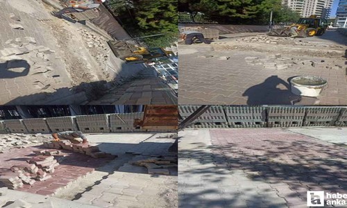 Pursaklar Belediyesi kilitli parke yollarda bakım çalışmalarını sürdürüyor