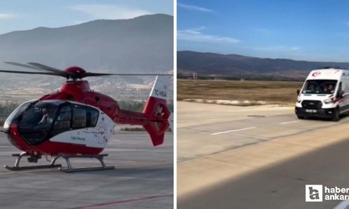 Tokat'ta yanık tedavisi gören hasta ambulans helikopterle Ankara'ya getirildi