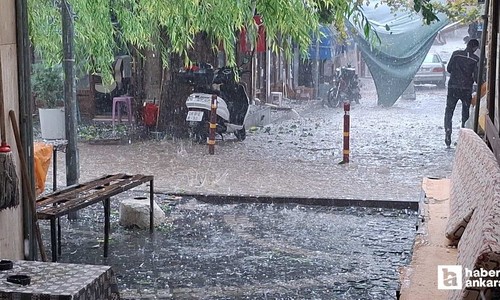 Beypazarı'nda şiddetli sağanak ve dolu yağışı etkili oldu