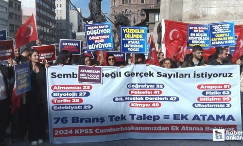 Ataması yapılmamış öğretmenler Ulus'ta eylem yaptılar