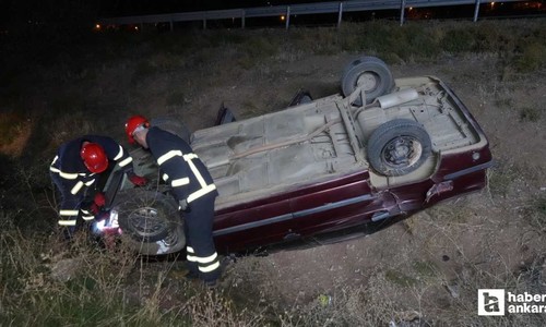 Kırıkkale'de takla atan otomobil şarampole devrilip hurdaya döndü