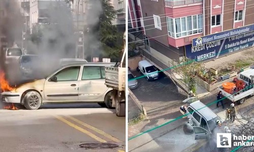 Sincan'da seyir halindeki otomobil alev aldı!