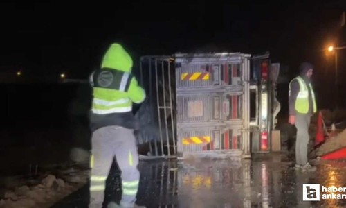 Polatlı'da devrilen kamyonda küçükbaş hayvanlar telef oldu