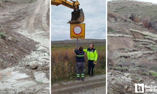 Beypazarı-Adaören yolunda heyelan: Trafiğe kapatıldı
