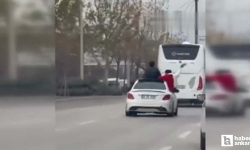 Ayaş'ta tehlikeli yolculuk kameralara yansıdı!