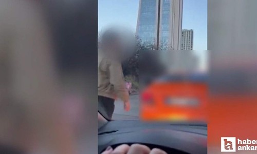Çankaya’da taksi şoförünün kadın sürücünün aracına saldırması cep telefonu kamerasına yansıdı