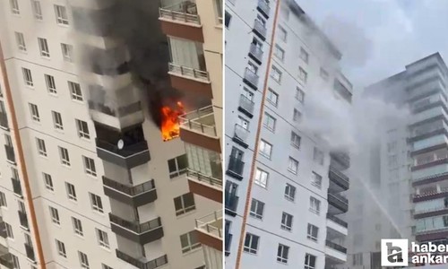Mamak'taki bir apartmanda çıkan yangında mahsur kalan anne ve oğlu kurtarıldı