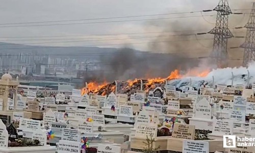 Sincan'da Çimşit Mezarlığının hemen yanında çıkan yangın söndürüldü