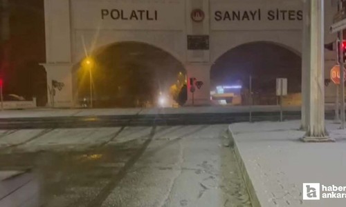 Polatlı'da akşam saatlerinde kar yağışı etkili oldu