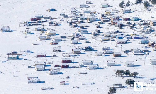 Çamlıdere'deki Benli Yaylası karla kaplandı