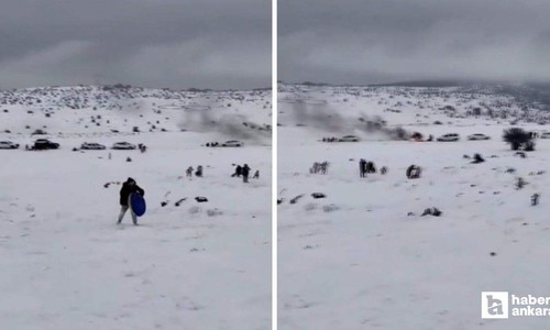 Ankaralılar karın keyfini Beypazarı Kirazyanı Yaylası'nda çıkardılar