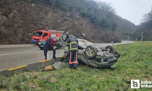 Zonguldak-Ankara yolunda araç takla attı: 3 kişi yaralandı