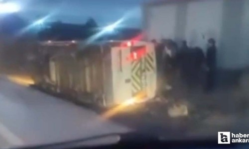 Akyurt'ta yan yatan servis aracında 7 kişi yaralandı