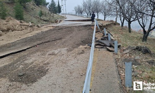 Beypazarı'nda heyelan meydana geldi, mahalle yolu ulaşıma kapandı