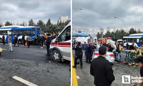 Çankaya'da EGO otobüsüne otomobil çarptı: 1'i ağır 4 yaralı