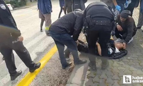 Elmadağ'da motosiklet sürücüsü köpeğe çarpmamak için kaza yaptı