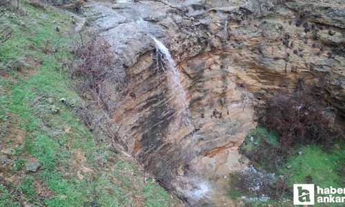 Beypazarı'nda etkili olan sağanak yağışlar sayesinde şelaleler akmaya başladı