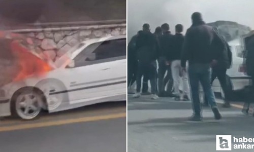 Ankara'da seyir halindeki araçta yangın çıktı!