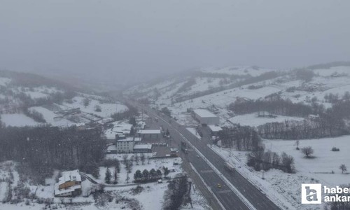 Samsun-Ankara yolunda kar yağışı etkili oldu