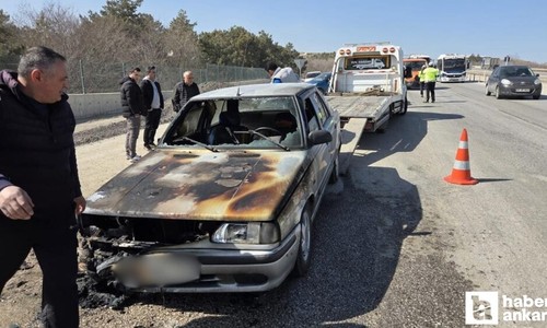 Elmadağ'da seyir halindeki araç yandı!