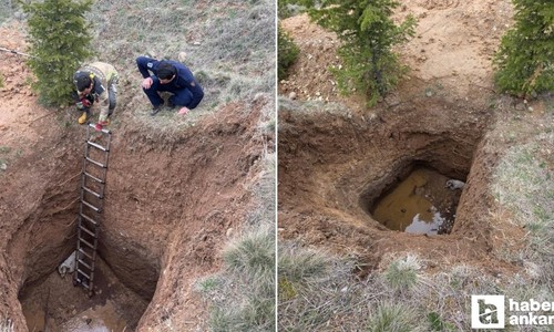 Akyurt'ta çukura düşen köpeği itfaiye ekipleri kurtardı