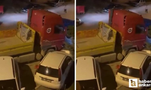 Pursaklar'da tır kazası: Park halindeki 9 araca çarptı