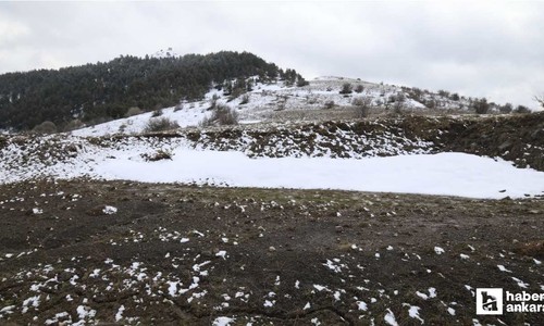 Çubuk'ta yüksek kesimlerde kar yağışı etkili oldu