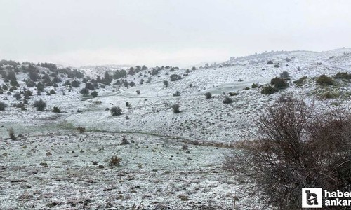 Beypazarı'nın yüksek kesimleri etkili kar yağışı ile beyaza büründü