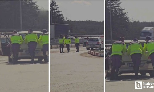 Ankara'da aracı çalışmayan sürücünün imdadına otoyol jandarması yetişti