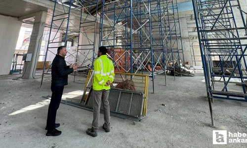 Pursaklar Belediye Başkanı Ertuğrul Çetin, Kocalar Camii inşaat alanını ziyaret etti