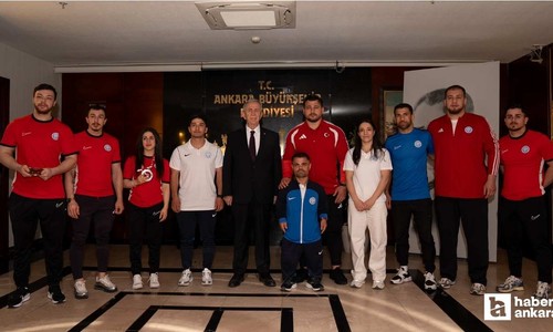 Mansur Yavaş, ASKİ Spor'un Avrupa'da madalya kazanan milli sporcularını kabul etti