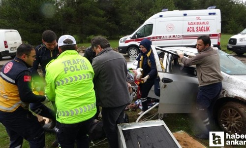 Ankara-Kastamonu kara yolunda takla atan araçta 2 kişi yaralandı
