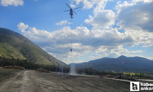 Nallıhan'da yangın söndürme helikopteri ile tatbikat yapıldı
