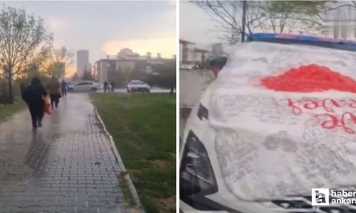 Çankaya'da şiddetli dolu yağışı araç sahiplerine zor anlar yaşattı