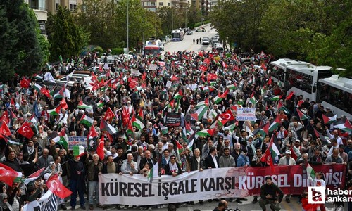 Başkentte "Küresel İşgale Küresel Direniş" yürüyüşü yapıldı