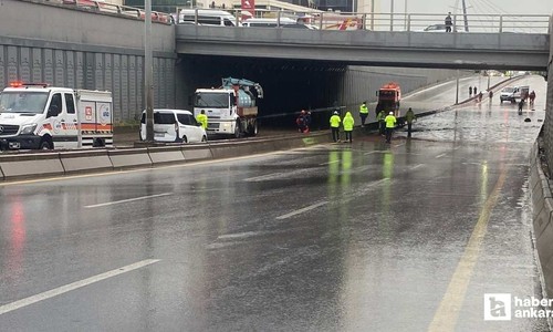 Şiddetli sağanak Ankara'da alt geçitlerde ve yollarda su birikintilerine neden oldu