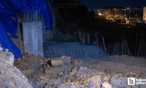 Ankara'da bir apartmanın istinat duvarında çökme meydana geldi