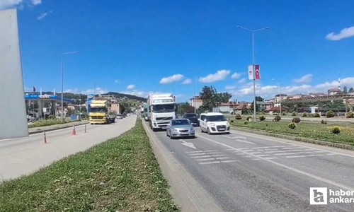 Samsun-Ankara kara yolunun Havza geçişinde trafik sıkışıklığı