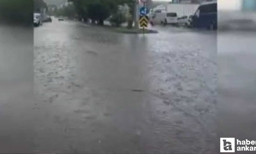 Elmadağ'da etkili olan sağanak günlük hayatı olumsuz etkiledi